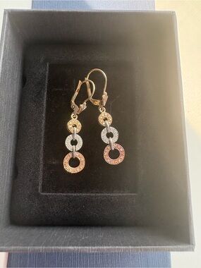 14kt 3 tone gold Circle Drop Earrings
